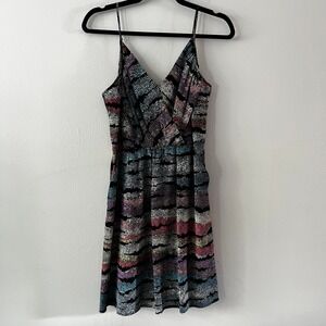 Yumi Kim Silk Sleeveless V-Neck Mini Dress Multicolor Fit and‎ Flare size small